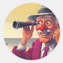 Vieil Homme avec Lunette d'Approche sur la Plage,