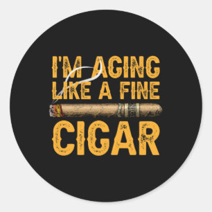 Sticker Rond Vieillir Comme Une Belle Fête des pères De Cigar D