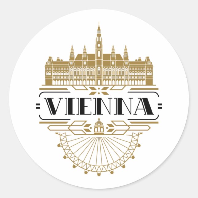 Sticker Rond Vienne Autriche Art déco Souvenir esthétique (Devant)