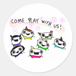 Sticker Rond "Viennent le jeu avec nous "