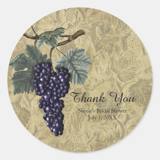 Sticker Rond Viennoiseries de raisins violets Invitation à la d (Devant)