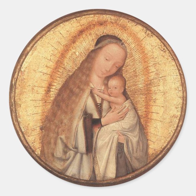 STICKER ROND VIERGE AVEC ENFANT (Devant)