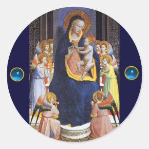 Sticker Rond VIERGE AVEC ENFANT ET SAINTS, Saphir Bleu