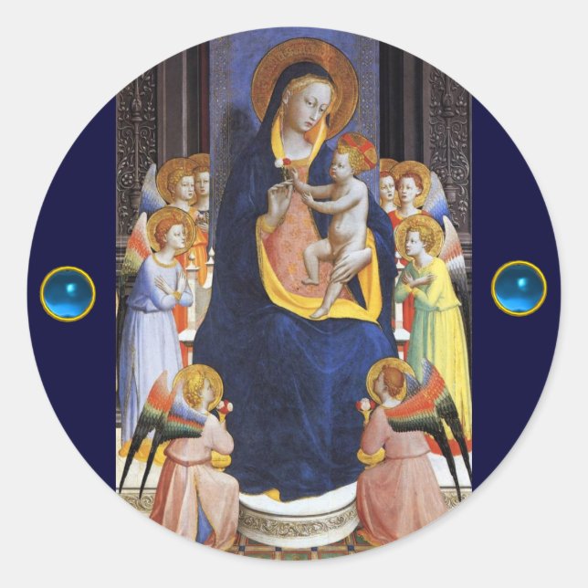 Sticker Rond VIERGE AVEC ENFANT ET SAINTS, Saphir Bleu (Devant)