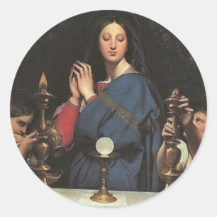 Sticker Rond Vierge catholique Marie de l'hôte