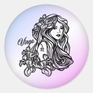 Sticker Rond Vierge du zodiaque violet