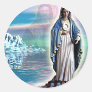Sticker Rond Vierge Marie béni - mère de Dieu