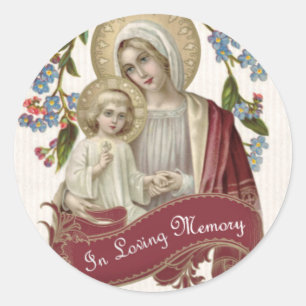 Sticker Rond Vierge Marie catholique sympathie funèbre