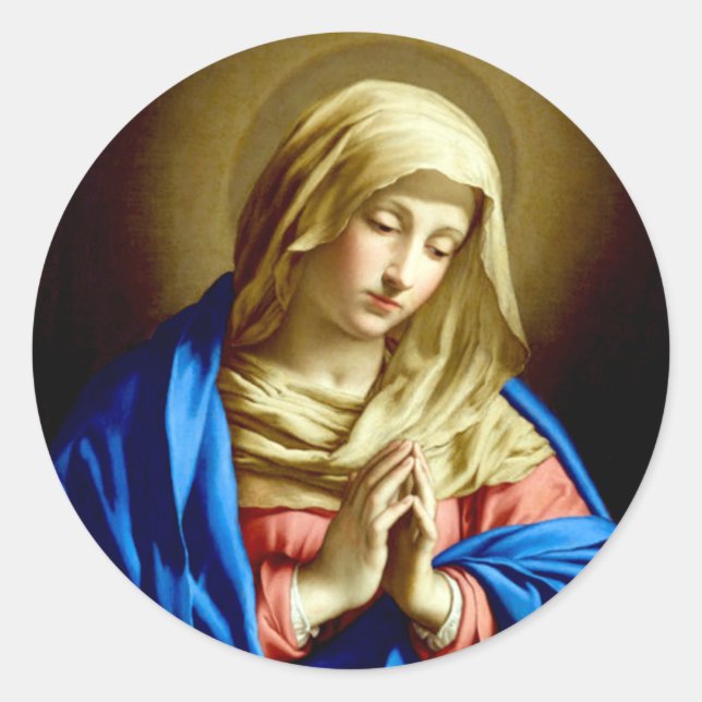 Sticker Rond Vierge Marie en prière (Devant)