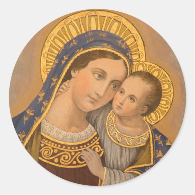 Sticker Rond Vierge Marie Jésus Bon conseil Religieux catholiqu (Devant)