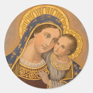 Sticker Rond Vierge Marie Jésus Bon conseil Religieux catholiqu