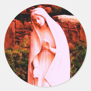 Sticker Rond Vierge Marie rouge altérée