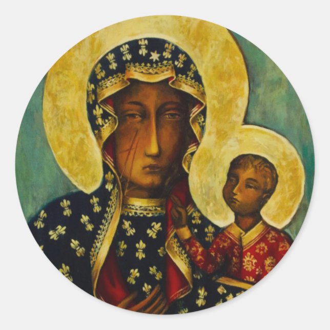 Sticker Rond Vierge noire de Częstochowa (Devant)