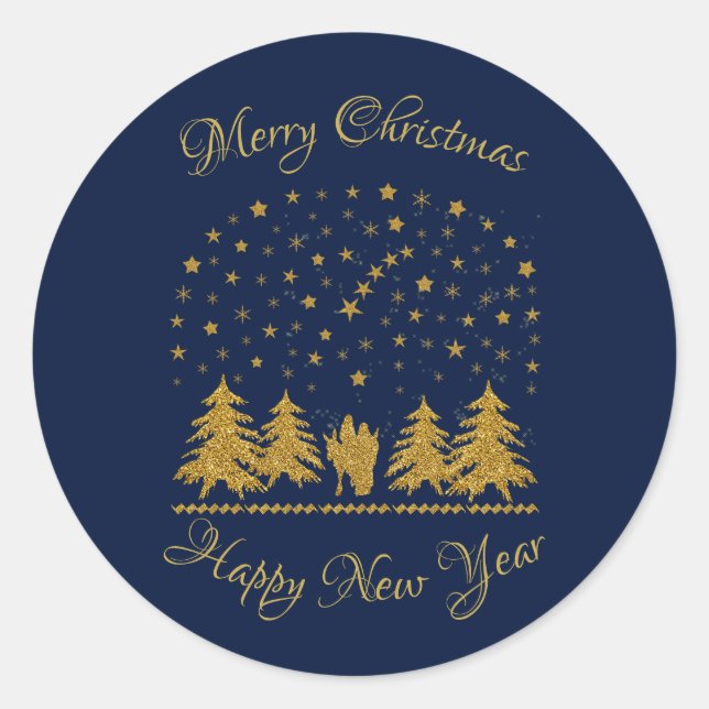 Sticker Rond Vierge religieuse de Noël Marie, Saint Joseph, Jés (Devant)
