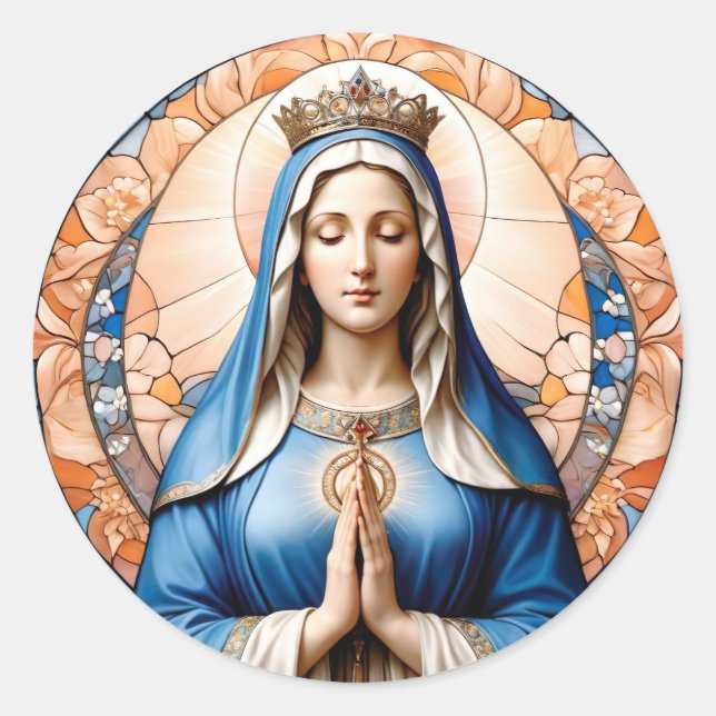 Sticker Rond Vierge Vierge Marie chrétienne catholique (Devant)