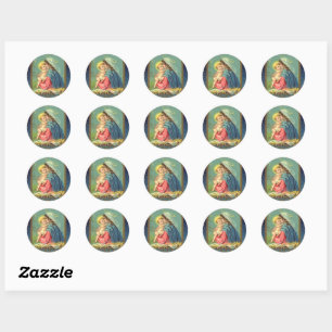 Sticker Rond Vierge vintage et Noël de l'enfant