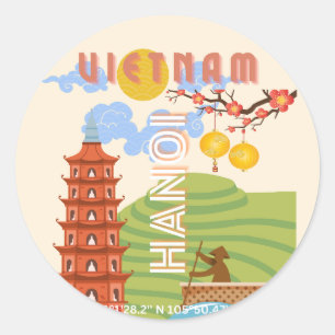 Sticker Rond Vietnam Travel Art