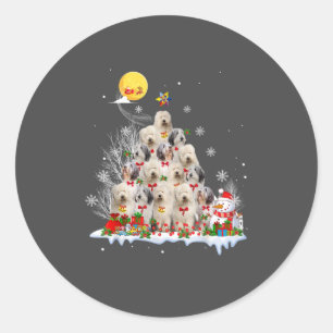 Sticker Rond Vieux anglais Chien à chien Reindeer Pine Noël