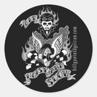 Sticker Rond Vieux, bruyants et lents (b & w)
