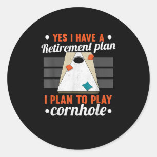 Sticker Rond Vieux Homme Avec Beanbag Cornhole
