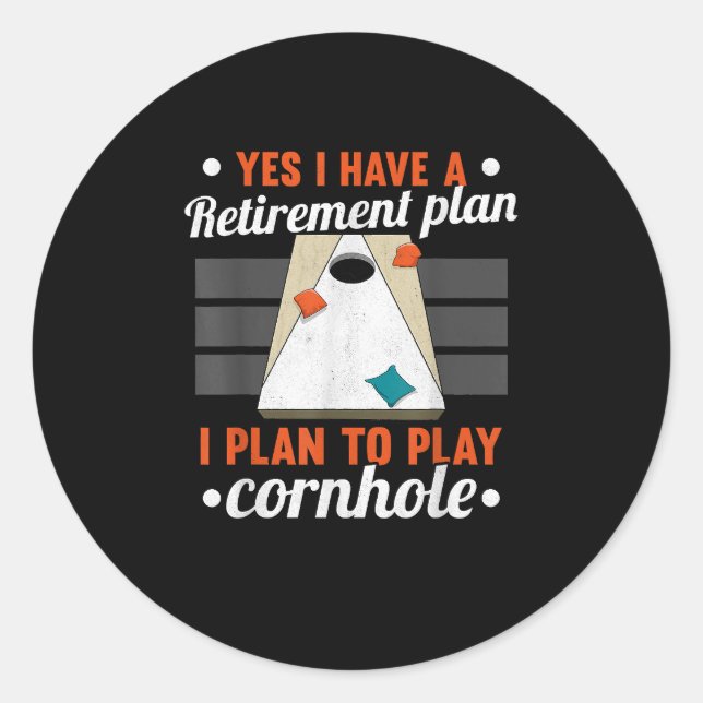 Sticker Rond Vieux Homme Avec Beanbag Cornhole (Devant)
