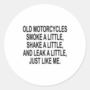 Sticker Rond Vieux Motocyclettes Fumer Un Peu Secouer Une Petit