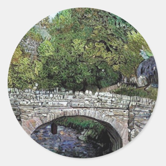 STICKER ROND VIEUX PONT SUR LA RIVIÈRE (Devant)