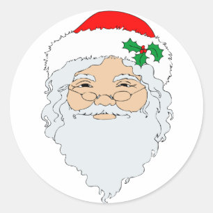 Sticker Rond Vieux visage du Père Noël