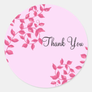 Sticker Rond Vignes Rose Chaud Merci