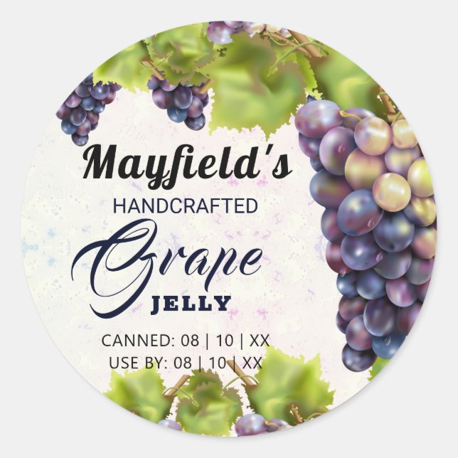 Sticker Rond Vignoble de raisin | Jam Jar (Devant)