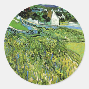 Sticker Rond Vignobles avec vue sur Auvers par Vincent van Gogh