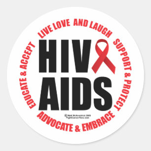 Sticker Rond VIH/sida Vivre Amour Rire