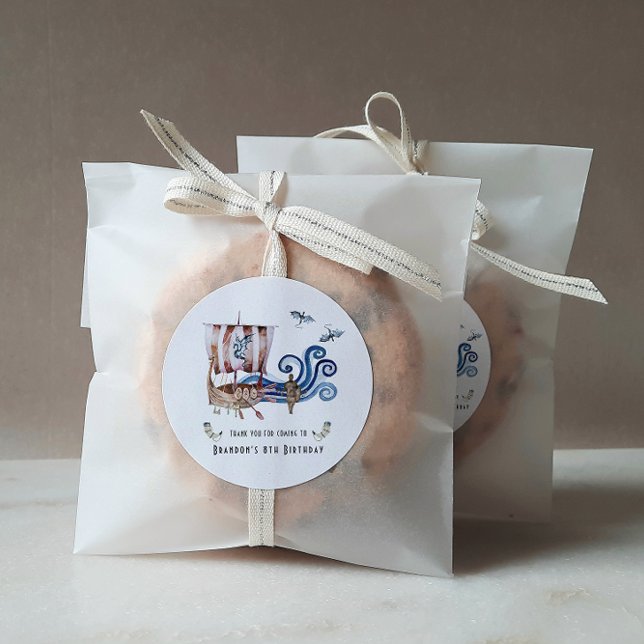 Sticker Rond Viking à thème Anniversaire Merci Favor (Créateur téléchargé)