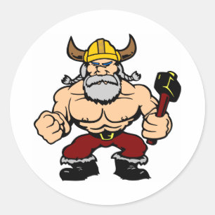 Sticker Rond Viking fou blanc