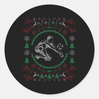 Sticker Rond Vilain style Noël Volleyball Funny Noël