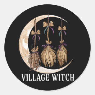 Sticker Rond Village Witch gothique Occulte Wicca Pagan Nature