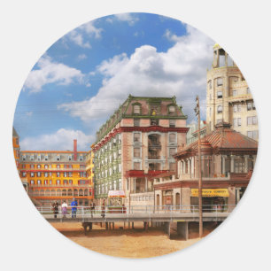 Sticker Rond Ville - Atlantic City, NJ - L'hôtel Dennis 1908