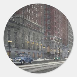 Sticker Rond Ville - Chicago, IL - L'hiver à Chicago 1942