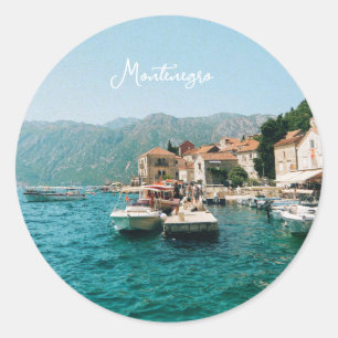 Sticker Rond Ville côtière de Perast, Monténégro