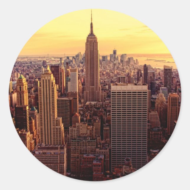 Sticker Rond Ville de New York avec Empire State (Devant)