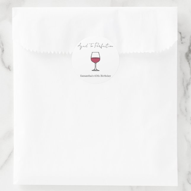 Sticker Rond Vin de la perfection 60e anniversaire (Sac)