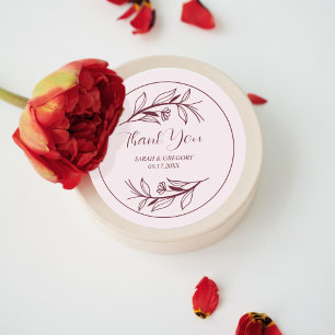Sticker Rond Vin Ruby Simple Boho Merci Mariage Faveur