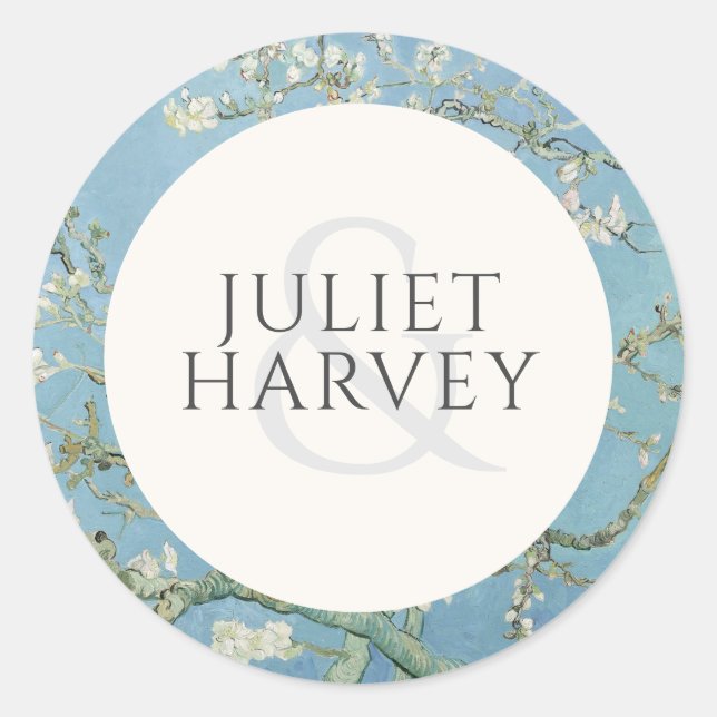 Sticker Rond Vincent Van Gogh Almond Blossom Floral Mariage (Devant)