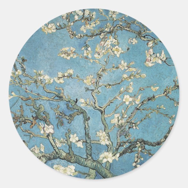 Sticker Rond Vincent van Gogh | Branches d'amande en fleurs, 18 (Devant)