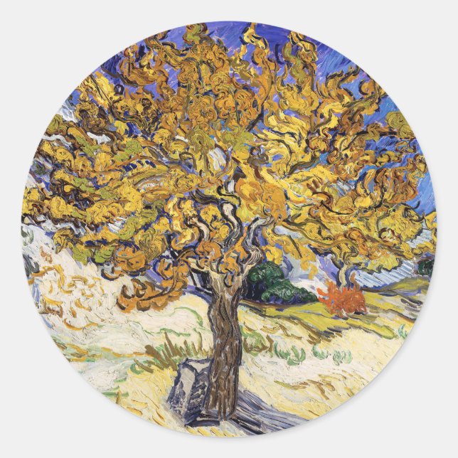 Sticker Rond Vincent van Gogh - Le Mulberry Tree (Devant)