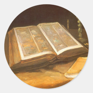 Sticker Rond Vincent van Gogh - Nature morte avec Bible