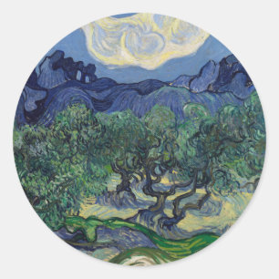 Sticker Rond Vincent van Gogh - Oliviers, Alpilles
