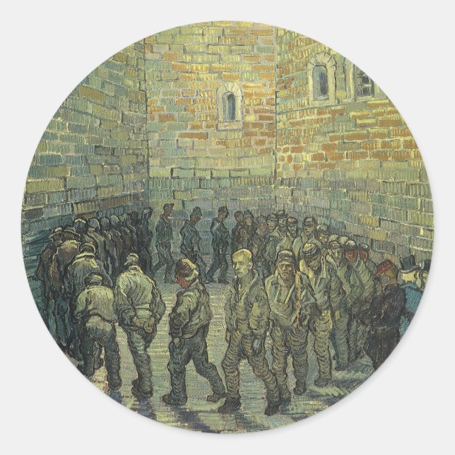 Sticker Rond Vincent van Gogh - Prisonniers exerçant (Devant)