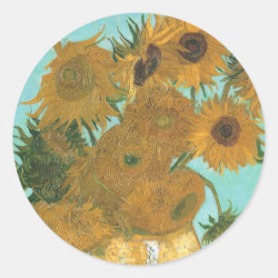 Sticker Rond Vincent van Gogh - Vase avec douze tournesols