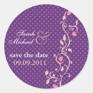Sticker Rond Vine profonde de coeur violet - enregistrer l'auto